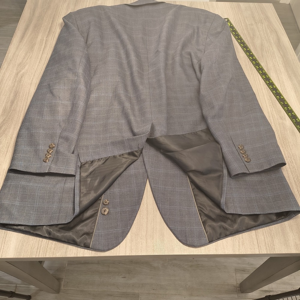 Oak Hill Blazer Men 56L Blue Plaid Windowpane Career Suit Jacket - Picture 7 of 10